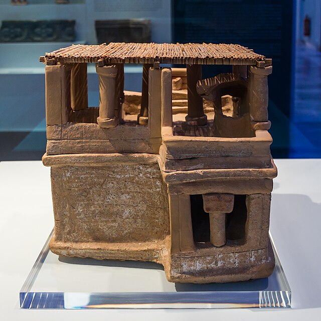 A clay minoan model (restored) of a house. ca.1600 BCE.